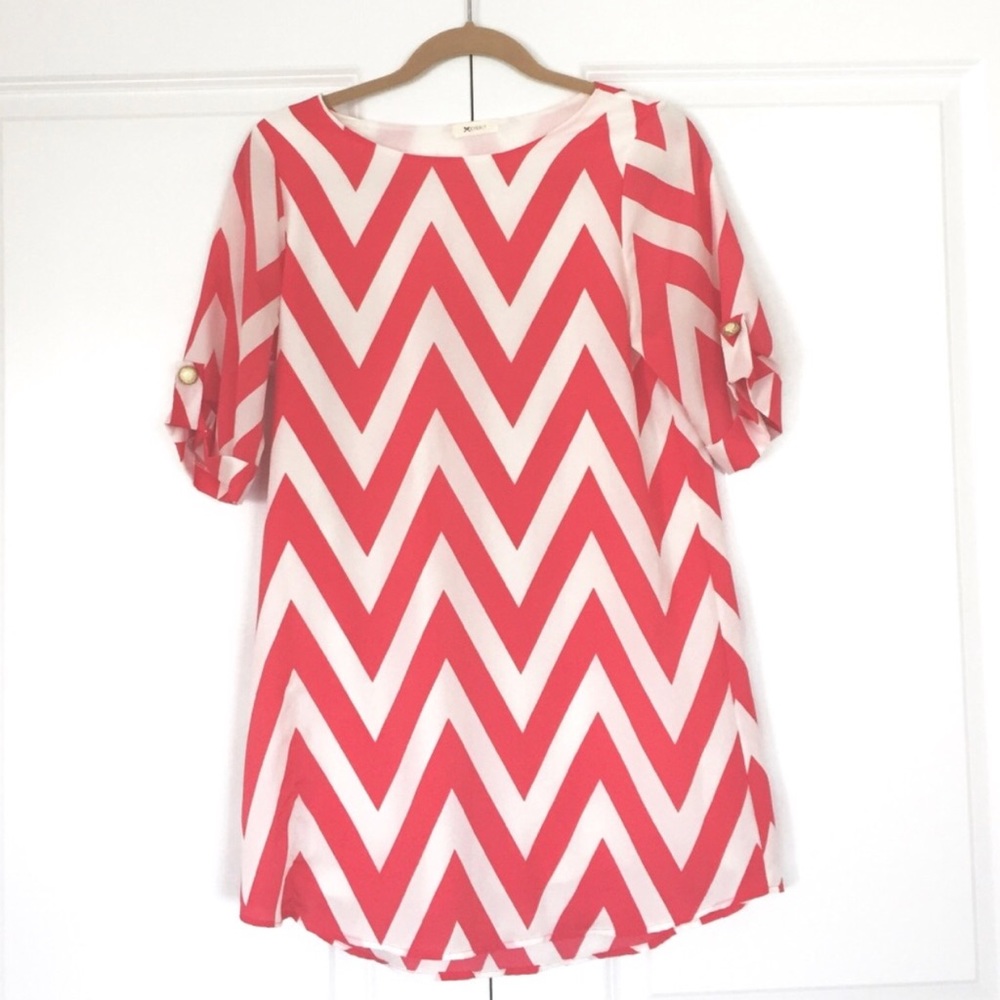 Lulu’s Everly Hot Pink Chevron Dress
